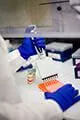 Chemical hood in a peptide synthesis lab setting